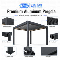 Pavillon de jardin en aluminium de qualité supérieure, imperméable, avec toit rigide, abri solaire pour jardin, patio, cour, terrasse, usage commercial
