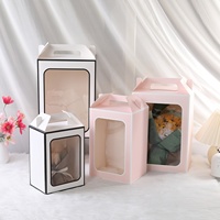 Boîte pliante rectangulaire en carton blanc avec fenêtre, modèle valise, emballage transparent, pour poupée, fleur, cadeau, style INS