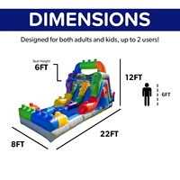Toboggan aquatique gonflable à double piste de 12 pieds avec piscine intégrée et souffleur d'air