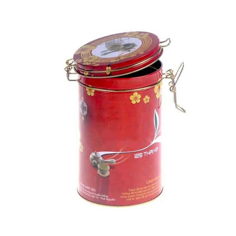 Tùy Chỉnh Vòng Kín Cà Phê Đậu Kim Loại Tin Canister Container Lưu Trữ Bao Bì Lỏng Lá Trà Tin Có Thể Jar Với Chốt Khóa