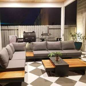 Set di Divani Modulari Impermeabili da <span class=keywords><strong>Esterno</strong></span> con Tavolo con Braciere Regolabile, Stile Moderno per Terrazze di Ville o Resort - Product Image 2