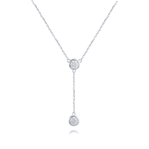 Collar de Plata 925 con Colgante de Diamante Redondo Simple y Cadena Dorada para Mujer, Gran Venta - Product Image 2