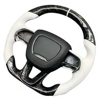 Volant en fibre de carbone forgé pour Dodge Challenger Charger RAM, volant de performance en cuir Alcantara chauffant avec LED