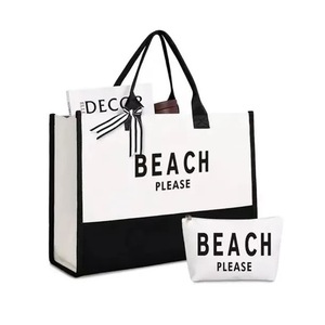 Sac de plage personnalisé en gros, nouveau design 2024, grand sac fourre-tout en toile imperméable et anti-sable pour femme, été - Product Image 2