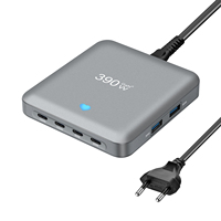 Pengisi Daya USB C 390W, Blok Pengisi Daya USB C yang Ditingkatkan GaN 6-Port, Hub Stasiun Pengisian Cepat PD 100W 65W, Adaptor Pengisi Daya Laptop