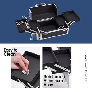 Valise de Maquillage Chariot Roulant 4-en-1 avec Tiroirs, Boîte de Rangement Cosmétique Professionnelle pour <span class=keywords><strong>Coiffeur</strong></span>, avec Serrures - Product Image 5