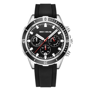Relojes analógicos con estilo de moda para hombre, <span class=keywords><strong>reloj</strong></span> de pulsera clásico de cuarzo con cronógrafo de banda de silicona resistente al agua para trabajo deportivo para hombre - Product Image 1