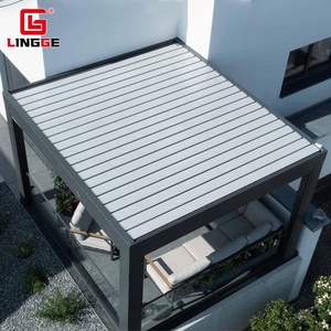 Persiana eléctrica abatible, pérgola impermeable <span class=keywords><strong>para</strong></span> jardín, pérgola <span class=keywords><strong>de</strong></span> aleación <span class=keywords><strong>de</strong></span> <span class=keywords><strong>aluminio</strong></span> - Product Image 1