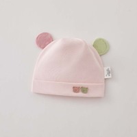 Gorro de algodón de primera calidad para recién nacido, suave, de doble capa, con orejas 3D y insignia de gato, unisex, lavable, para primavera y otoño, de 0 a 6 meses