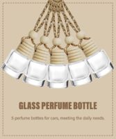 Flacon vide en verre transparent avec bouchon en bois, diffuseur d'huiles essentielles, aromathérapie, parfum réutilisable, pendentif 8 ml, pour voiture