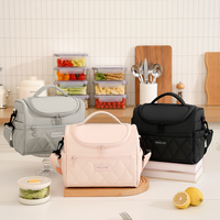 Sac isotherme portable classique en nylon imperméable avec doublure PEVA, pour 2 personnes, idéal pour le bureau, l'école, les repas, les pique-niques et les déjeuners.