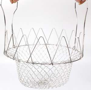 Cesta de Cocina de Acero Inoxidable 304, Plegable, Ecológica, para Escurrir, Colar, Freír y Cocinar al Vapor, Herramienta de Cocina para Alimentos Fritos - Product Image 3