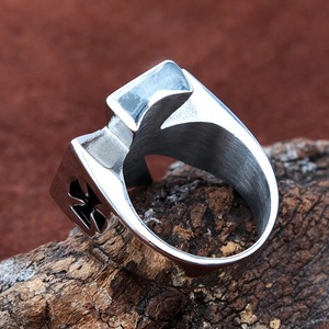 yunnique <b>Titanium</b> Steel German Iron Cross <b>Ring</b> Men's Retro Geometric Shape Jewelry Gift Size Us - Product Image 4