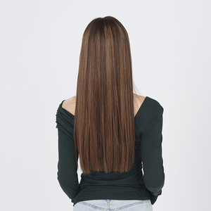 Soie Premium Lisse # Perruque en cheveux humains HAWAII avec dessus en dentelle - Product Image 4