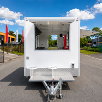 Camion de restauration mobile USA avec cuisine complète pour snacks, beignets, hot-dogs, pizzas, glaces, avec alimentation 220V pour restaurants et commerçants
