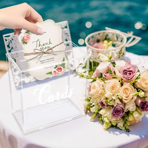 Scatola per Biglietti di Matrimonio in Acrilico Trasparente, Porta Regali Assemblabile, Grande Scatola per Buste con Serratura - Product Image 5