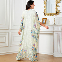 4053 moyen-orient Plus vêtements pour femmes transfrontalière longue robe musulmane Abaya col en v imprimé manches Batball robe islamique