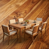 Meubles de jardin, table et chaises de jardin pour villa, ensemble de salle à manger extérieure en teck de luxe, table extérieure pour hôtel, ensemble de salle à manger extérieure pour hôtel