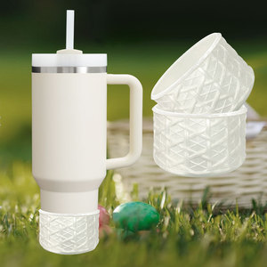 Couvre-bouteille en silicone à texture tissée 3D, manchon de protection durable, écologique et antidérapant pour gobelet et fond de tasse - Product Image 1