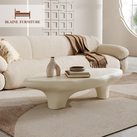 Table basse ovale irrégulière BLAINE, style nordique moderne, créative, faite à la main, extensible, décorative, couleur crème, pour salon