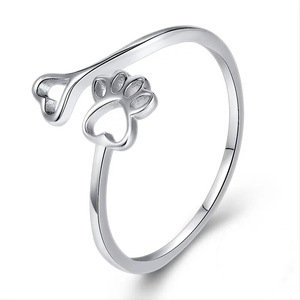 Anillo con diseño de huella de corazón Q693, plata de ley 925, lindo regalo unisex, joyería para mujeres y hombres - Product Image 6