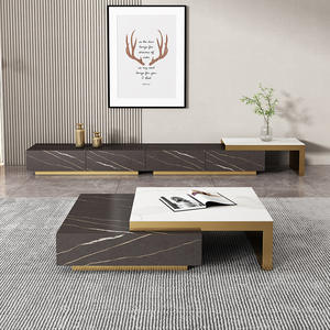 Italiano elegante de lujo de oro de acero inoxidable negro centro de entretenimiento de mármol <span class=keywords><strong>TV</strong></span> consola - Product Image 2