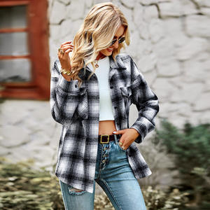 Abbigliamento <span class=keywords><strong>donna</strong></span> autunno 2025 oversize manica lunga Casual camicie a quadri cappotto giacche da <span class=keywords><strong>donna</strong></span> con tasca - Product Image 2