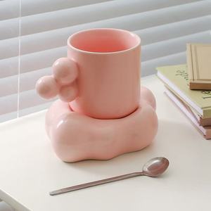 <span class=keywords><strong>M</strong></span>ラグジュアリーライトブルーピンクコロフルクラウドシェイプセラミックコーヒータンブラーカップセットスプーン付きオフィスホームリビングルームODMモデル - Product Image 4