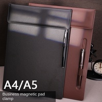 Caja archivadora magnética de PU A4 para conferencias, negocios, hoteles, bloc de notas, tipo stock, venta al por mayor