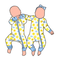 Soleil Imprimer Bambou Bébé Zippy Manches Longues Respirant Vêtements De Nuit Bambou Bébé Barboteuse Convertible Zipper Jumpsuit
