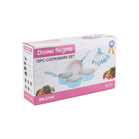 Set Peralatan Masak Granit Anti Lengket 13 Buah Desain Baru, Set Panci dan Wajan Aluminium dengan Tutup Kaca, Kompatibel Induksi, Set Peralatan Masak Hadiah