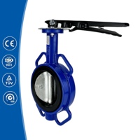 Vanne papillon d'isolement pour réservoir d'incendie OEM en fonte ductile 10 bars, à siège souple, à joint wafer, avec revêtement époxy et siège en caoutchouc, avec poignée