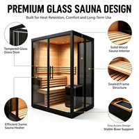 Sauna finlandais extérieur moderne pour 4 personnes avec poêle à infrarouge lointain en bois de pruche massif et panneau de commande informatisé
