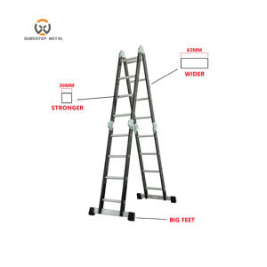 Scala Pieghevole in Alluminio Multiuso di Grado Commerciale <span class=keywords><strong>con</strong></span> Cerniere di Sicurezza - Product Image 5