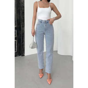 Jeans Mom Fit ornés pour femmes, taille XL, respirants, coupe bootcut, ample, droit, imprimé, denim, pantalon ample, style boyfriend - Product Image 6