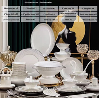 Service de Table de Luxe en Porcelaine Fine Dream Aurora, Vaisselle Classique Ondulée en Relief de Jingdezhen, Résistante à la Chaleur pour Usage Quotidien