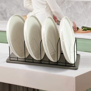 Égouttoir à vaisselle vert avec plateau ovale contemporain absorbant pour comptoir de cuisine - Product Image 2