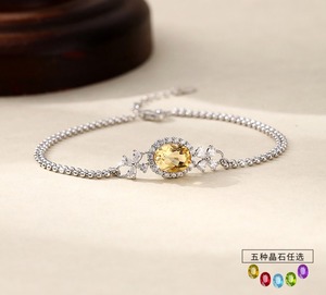 Bracelet double chaîne haut de gamme anti-ternissement en argent sterling 925 avec pierre naturelle ovale taillée 7*9mm, motif floral, pour femme - Product Image 2