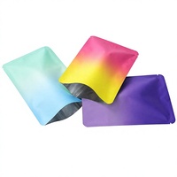 Sachet plat en aluminium mat à fermeture éclair, scellé sur 3 côtés, avec impression dégradée et encoche de déchirement, personnalisable en gros