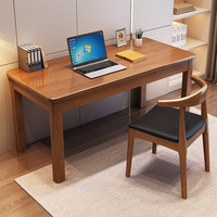 Escritorio Ergonómico de Madera Maciza para Oficina en Casa o Espacio de Estudio, con Amplia Superficie de Trabajo y Acabado de Grano Natural