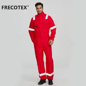 FRECOTEX EN 11612 코 튼 아크 플래시 안전 Coverall 레드 작업복 용접기 광산 유니폼 Wokers