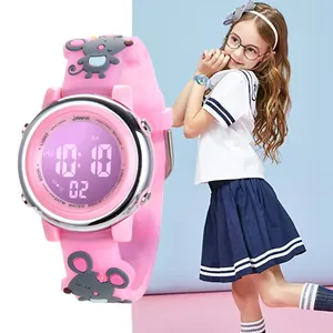 JNEW儿童手表儿童定制可爱女孩手表时尚防水发光二极管数字手表
