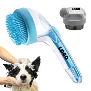 Cepillo de baño para perros con logotipo personalizado, mango largo, champú para mascotas, silicona, masaje para cachorros, cepillo de ducha para perros con dispensador de jabón - Product Image 1