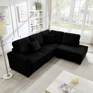 Sofá seccional de 93 pulgadas en forma de L, reversible, tapizado en pana, relleno de esponja suave, conjunto moderno para sala de estar. - Product Image 3