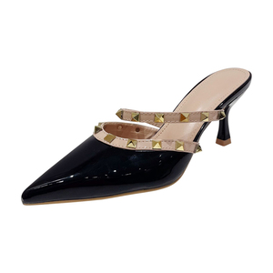 Sandalias de Tacón Alto Stiletto con Punta y Correa en el Tobillo, Diseño Moderno 2024, para Verano, con Remaches, para Celebridades de Internet - Product Image 6