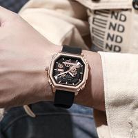 Montre carrée TikTok Live pour homme, montre à quartz squelette tendance transfrontalière pour homme, nouveau modèle
