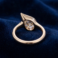 Bague pour femme RINNTIN LBR14 en or massif 18 carats avec diamant de laboratoire taille marquise et pierres multiples incrustées, bijoux fins
