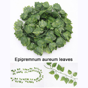 Guirlandes de feuilles de Senmasine Epipremnum Aureum en soie, verdure, vignes suspendues, lierre artificiel pour la décoration murale de la chambre, fête de mariage, pièce - Product Image 2