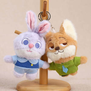 Llaveros de Peluche: Lindos Conejitos Policías <span class=keywords><strong>Judy</strong></span> <span class=keywords><strong>Hopps</strong></span> y Nick Wilde, y el Oficial Clawhauser, Muñecos de Peluche para Decoración de Mochilas - Product Image 2