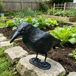 Décoy de corbeau <span class=keywords><strong>en</strong></span> plastique moulé par soufflage, durable et résistant aux intempéries, avec crochet de suspension et base large pour la décoration de jardin et de cour, <span class=keywords><strong>en</strong></span> stock - Product Image 6